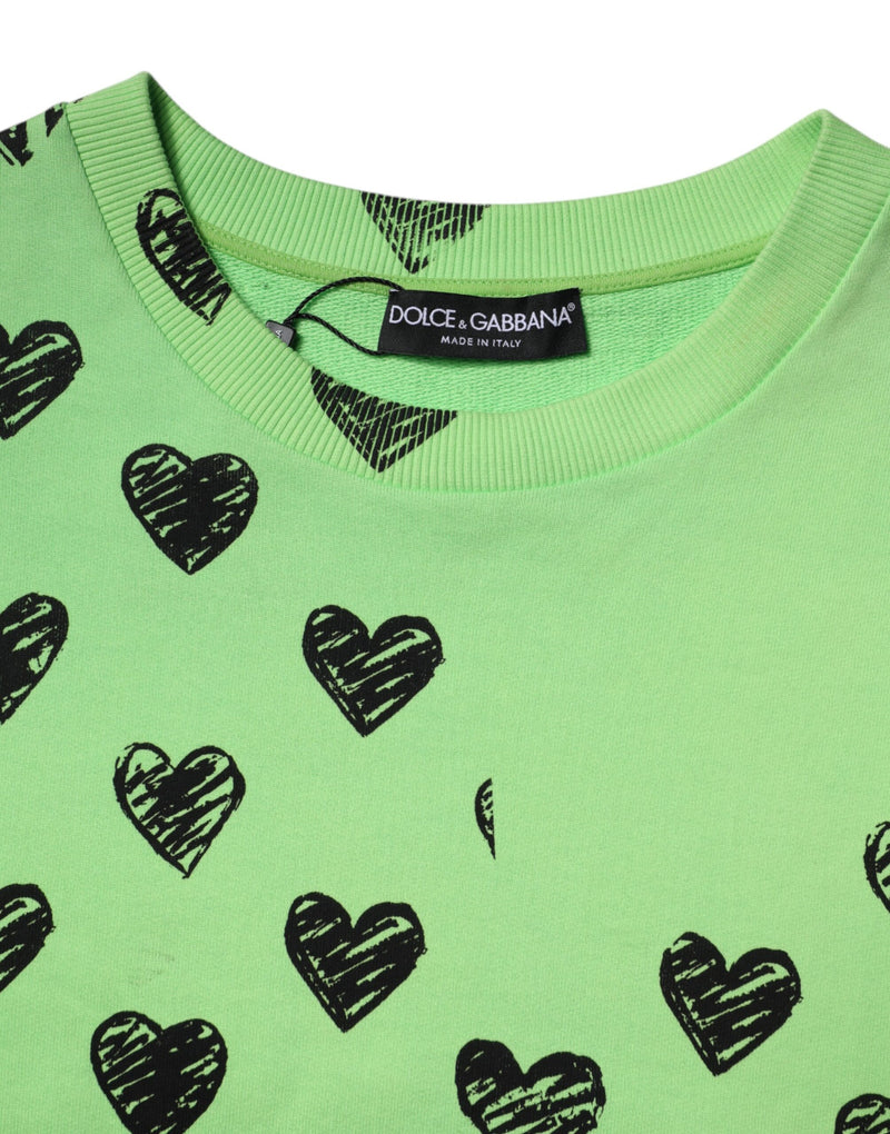 Dolce &amp; Gabbana groene hartjesprint crewneck trui