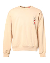 Pull en jersey à col rond beige avec imprimé cerise de Dolce &amp; Gabbana