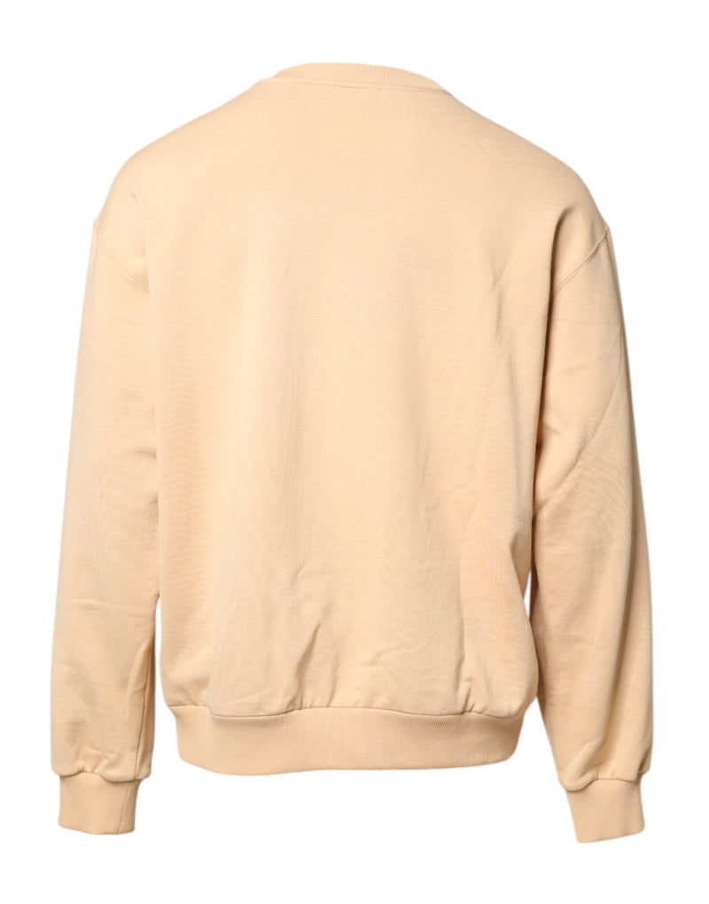 Pull en jersey à col rond beige avec imprimé cerise de Dolce &amp; Gabbana