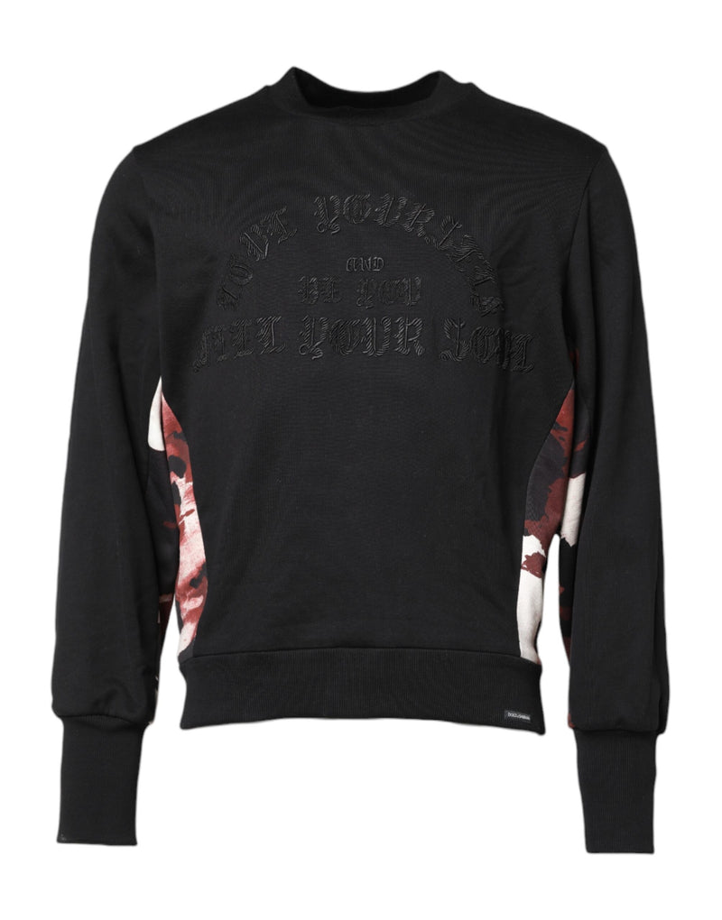 Pull en jersey à col rond noir brodé de Dolce &amp; Gabbana