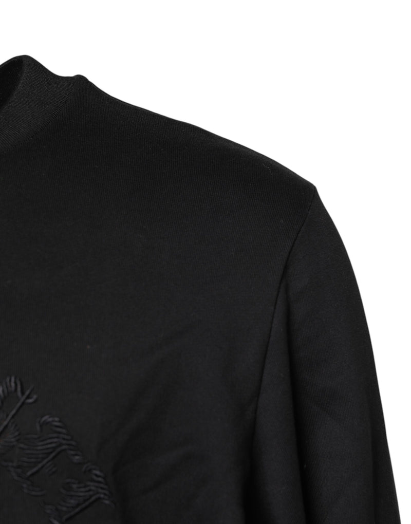 Pull en jersey à col rond noir brodé de Dolce &amp; Gabbana