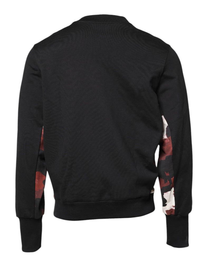 Pull en jersey à col rond noir brodé de Dolce &amp; Gabbana