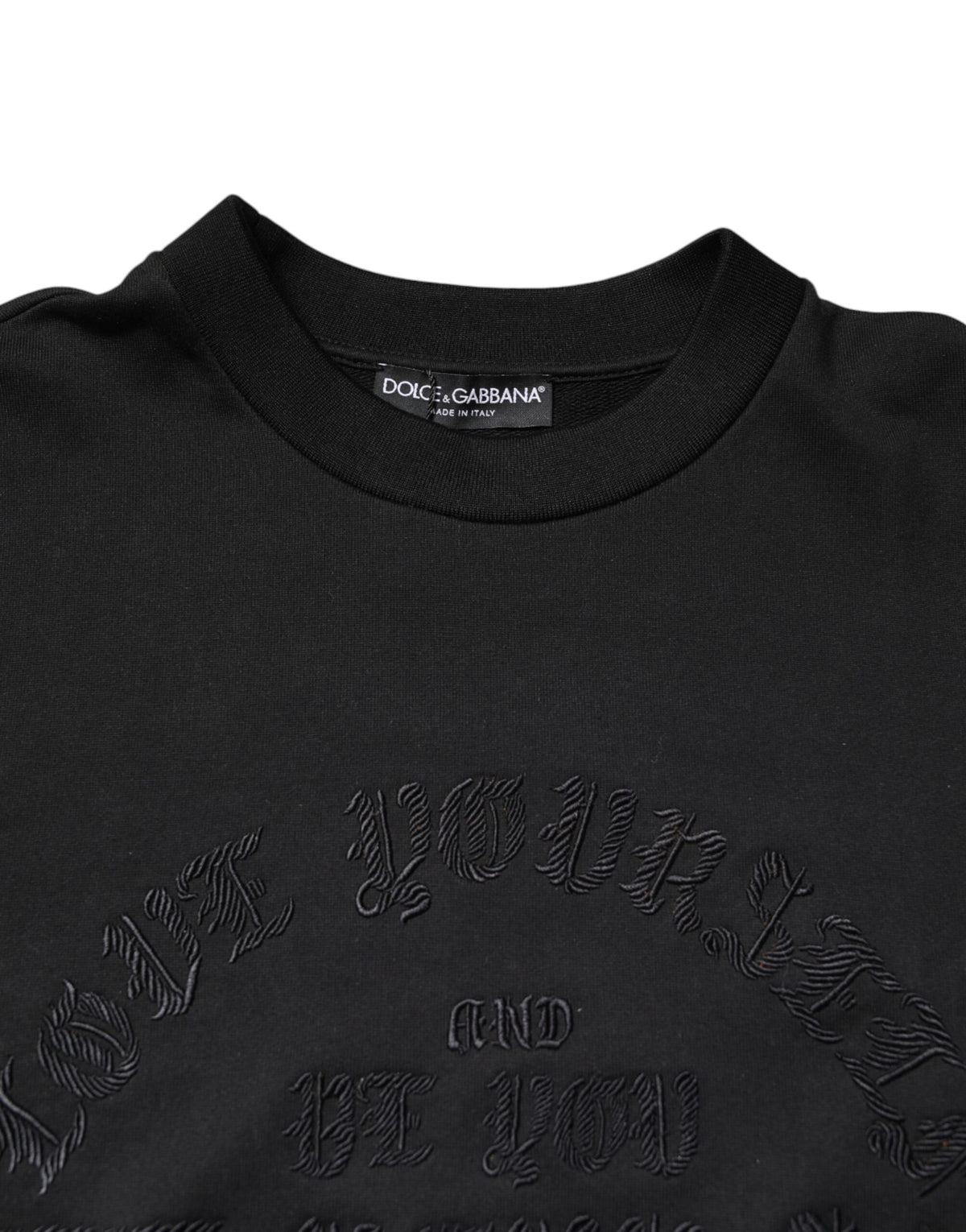 Pull en jersey à col rond noir brodé de Dolce &amp; Gabbana