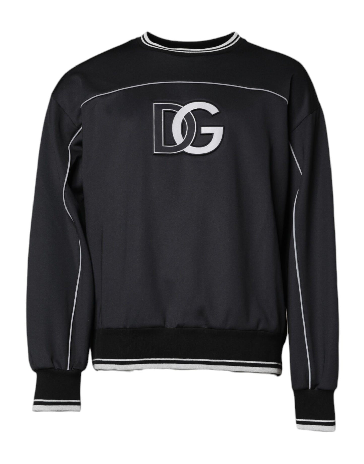 Dolce & Gabbana Zwarte Polyester Crew Neck Pull-over Sweater met Logo voor Heren