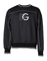 Pull en polyester noir à col rond pour homme avec logo Dolce &amp; Gabbana