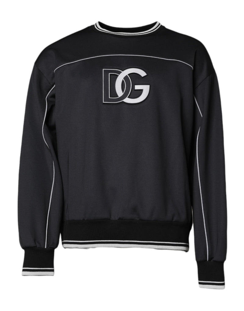 Pull en polyester noir à col rond pour homme avec logo Dolce &amp; Gabbana