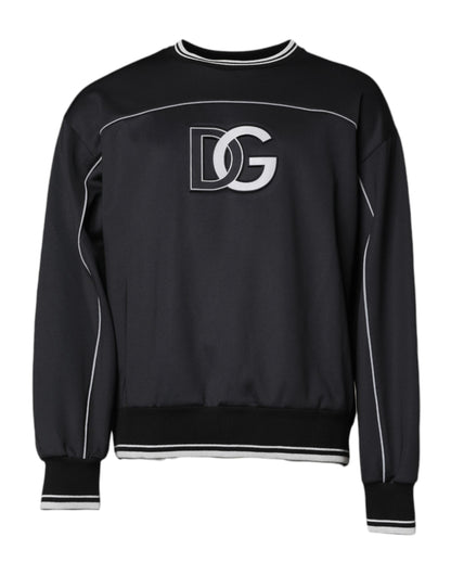 Dolce & Gabbana Zwarte Polyester Crew Neck Pull-over Sweater met Logo voor Heren