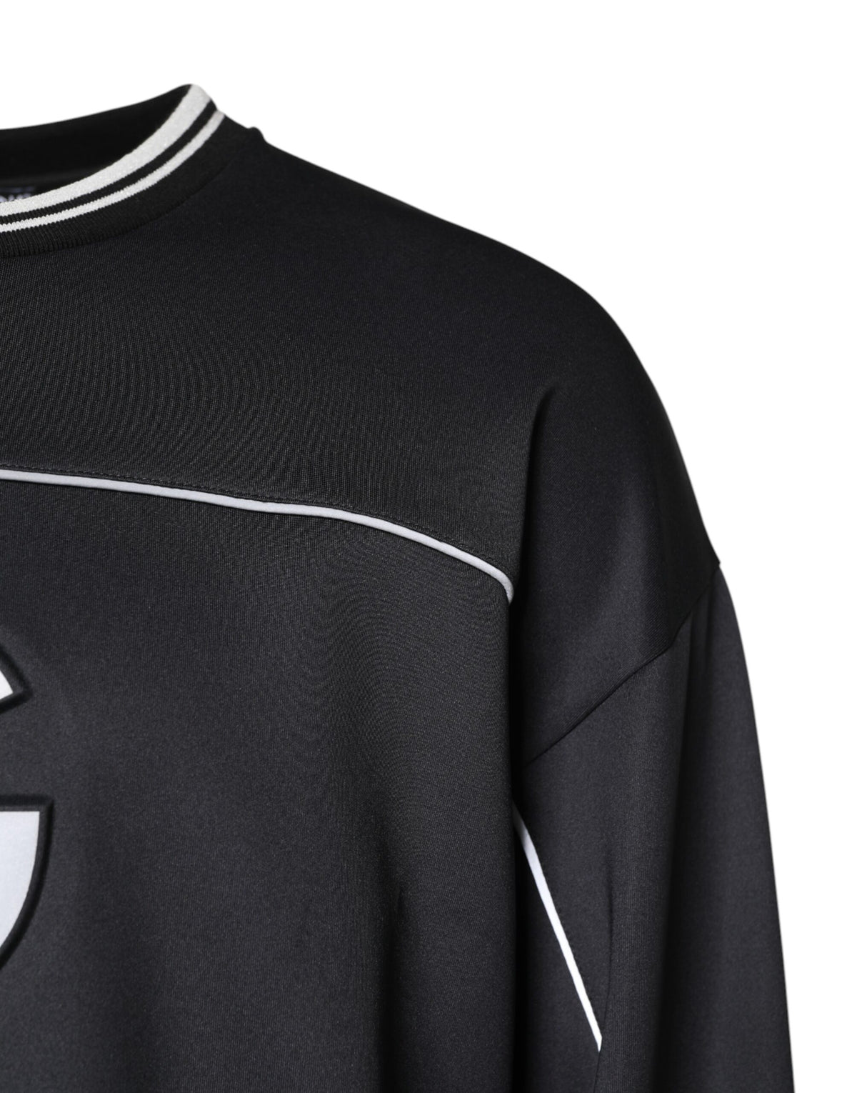 Pull en polyester noir à col rond pour homme avec logo Dolce &amp; Gabbana