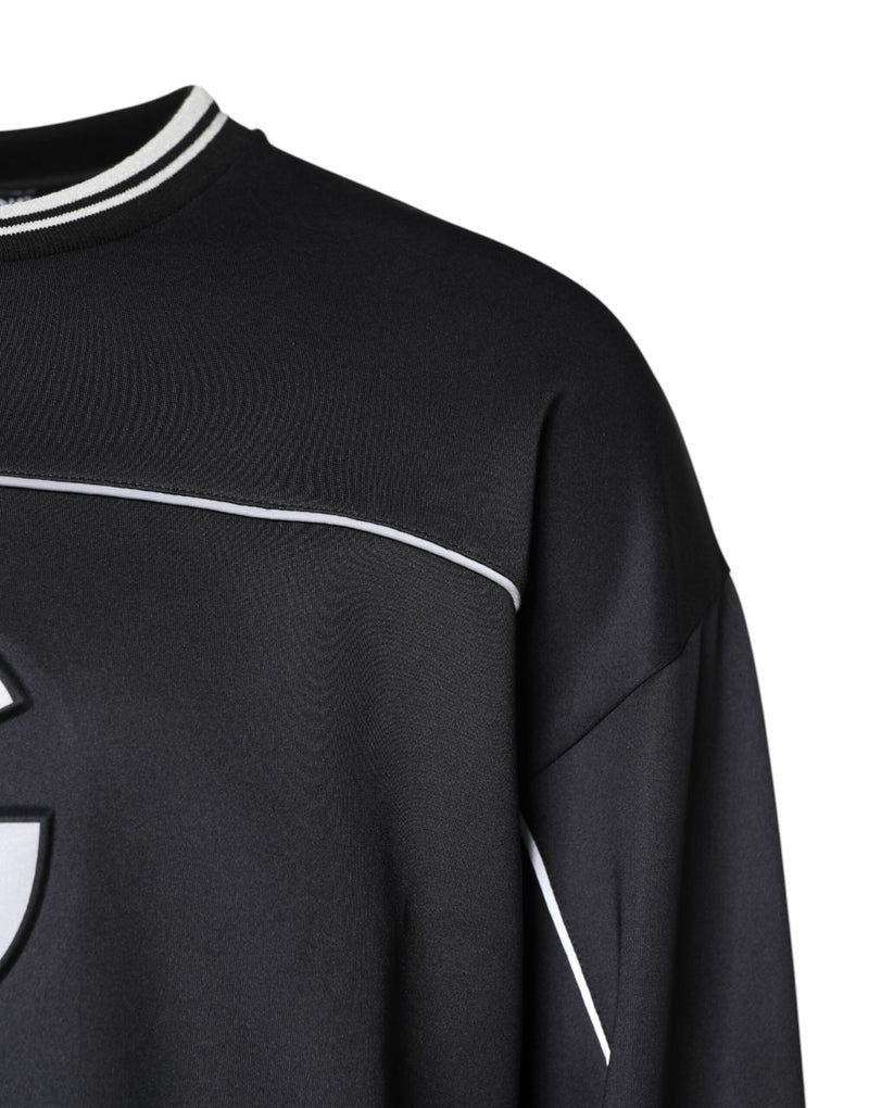 Pull en polyester noir à col rond pour homme avec logo Dolce &amp; Gabbana