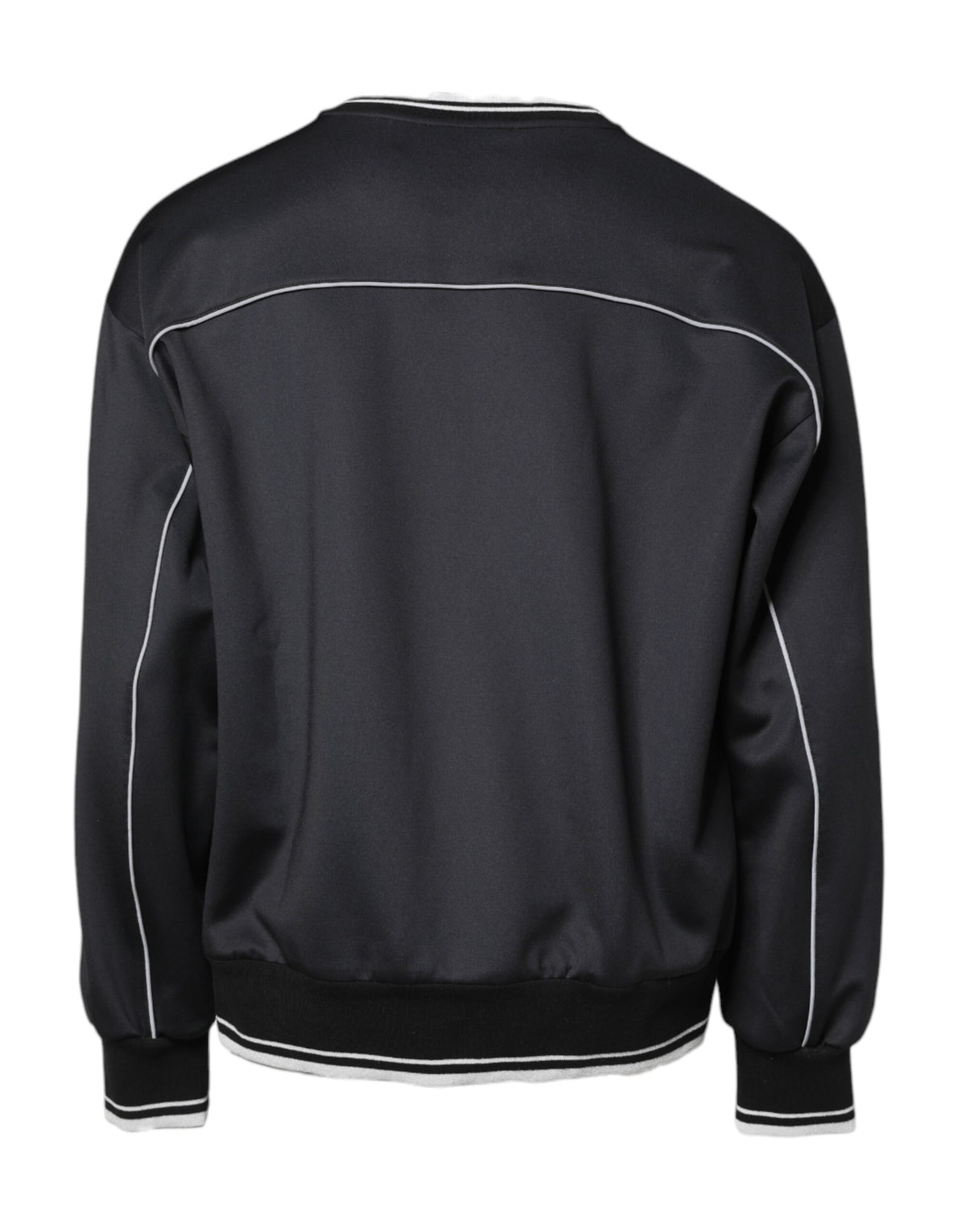 Pull en polyester noir à col rond pour homme avec logo Dolce &amp; Gabbana