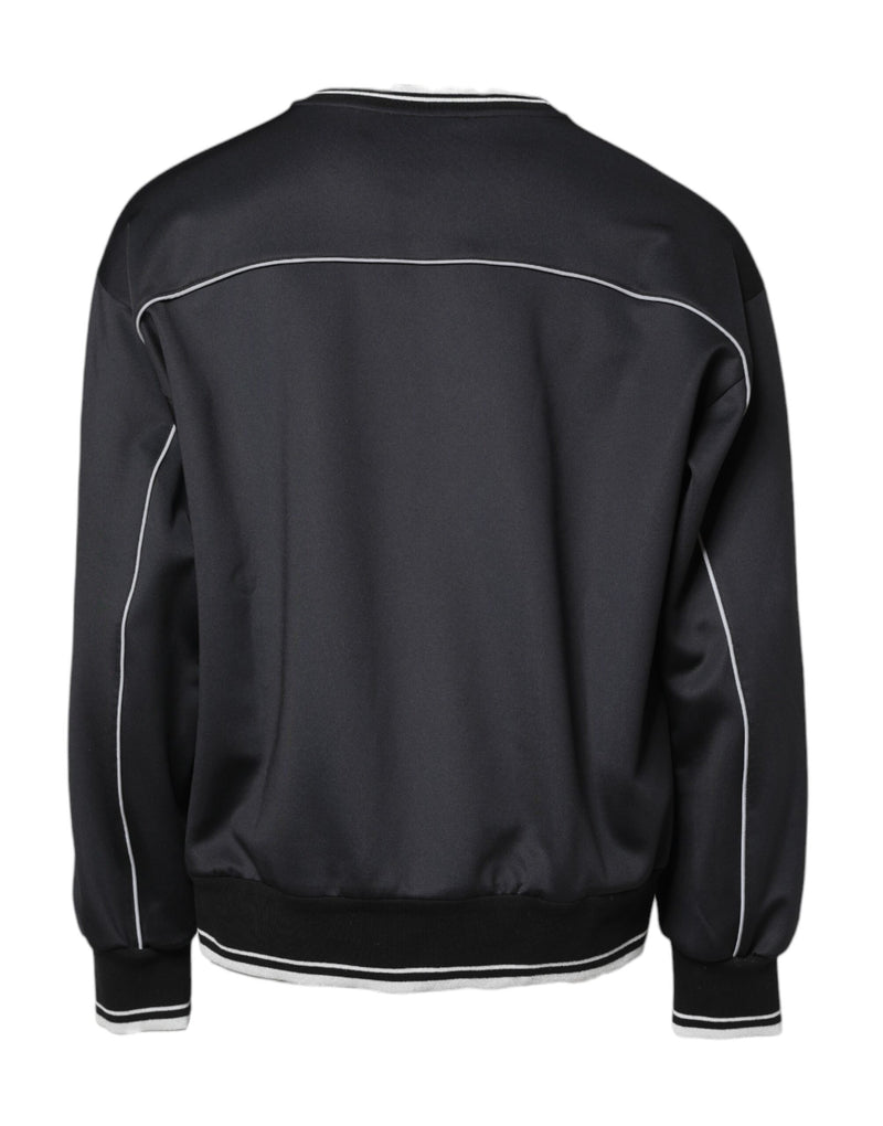 Pull en polyester noir à col rond pour homme avec logo Dolce &amp; Gabbana
