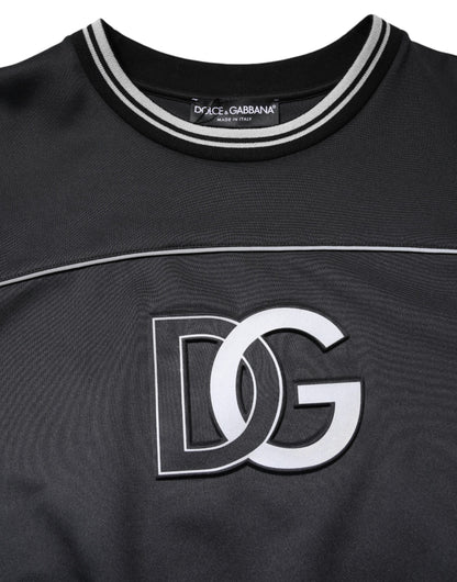 Dolce & Gabbana Zwarte Polyester Crew Neck Pull-over Sweater met Logo voor Heren