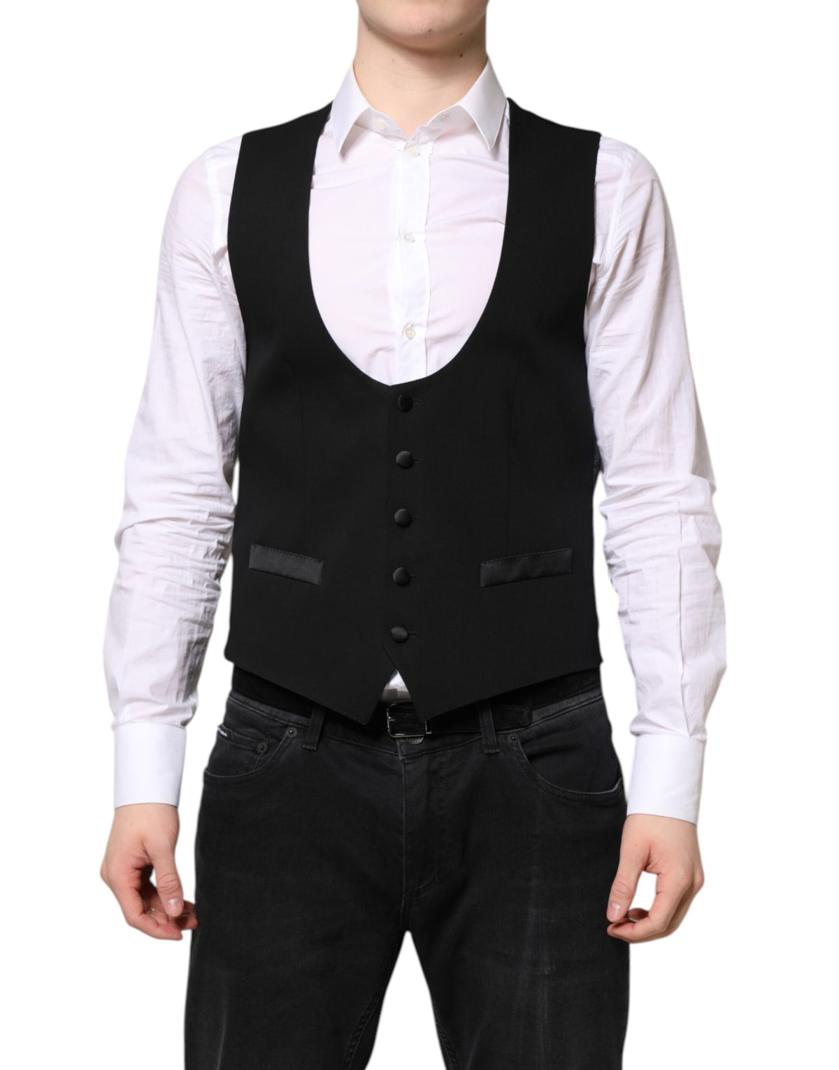 Dolce & Gabbana Black Wool Waistcoat - Elegant Formal Vest