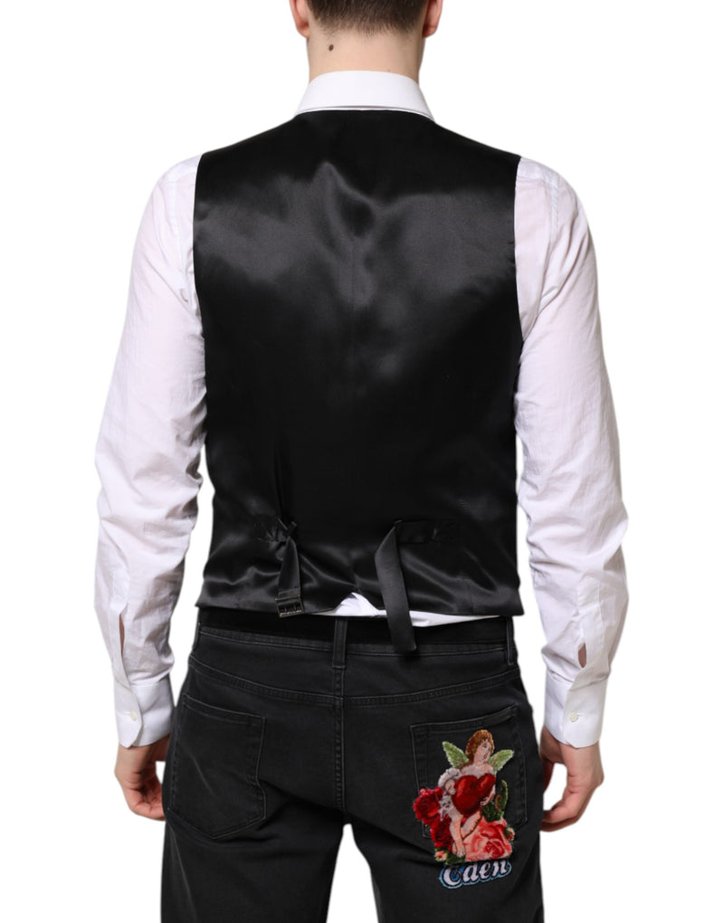 Dolce & Gabbana Black Wool Waistcoat - Elegant Formal Vest