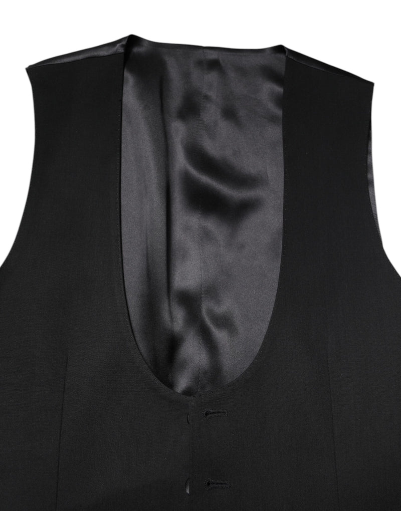 Dolce & Gabbana Black Wool Waistcoat - Elegant Formal Vest