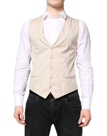 Gilet sans manches beige gris pour homme, Dolce & Gabbana, pour tenue formelle.