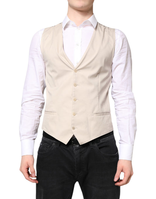 Gilet sans manches beige gris pour homme, Dolce & Gabbana, pour tenue formelle.
