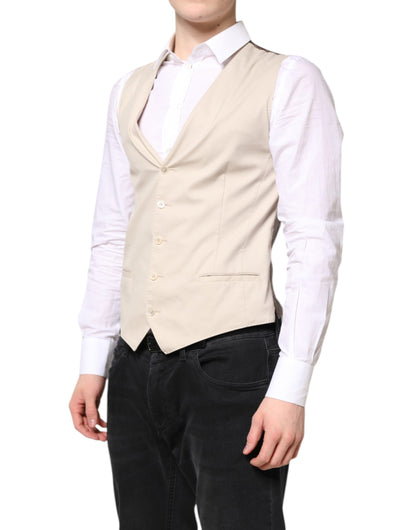 Gilet sans manches beige gris pour homme, Dolce & Gabbana, pour tenue formelle.