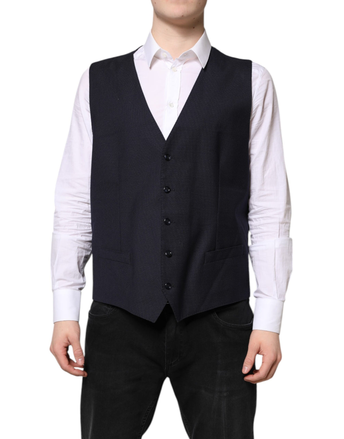 Dolce & Gabbana Black Wool Waistcoat - Elegant Formal Vest
