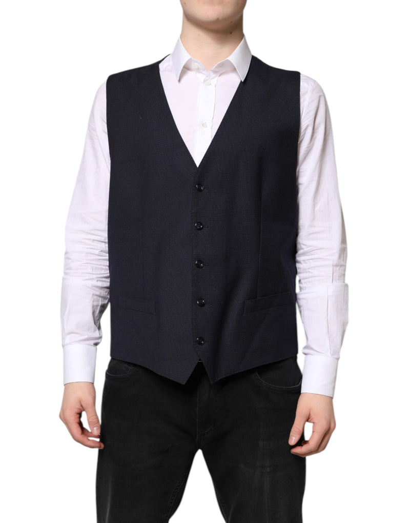 Dolce & Gabbana Black Wool Waistcoat - Elegant Formal Vest