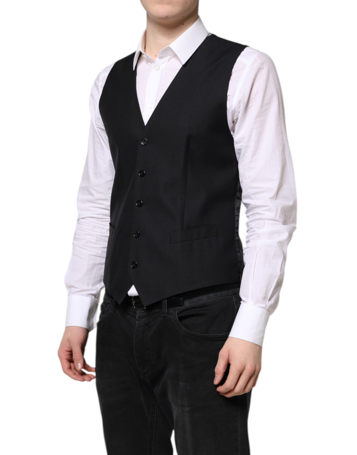 Dolce & Gabbana Black Wool Waistcoat - Elegant Formal Vest