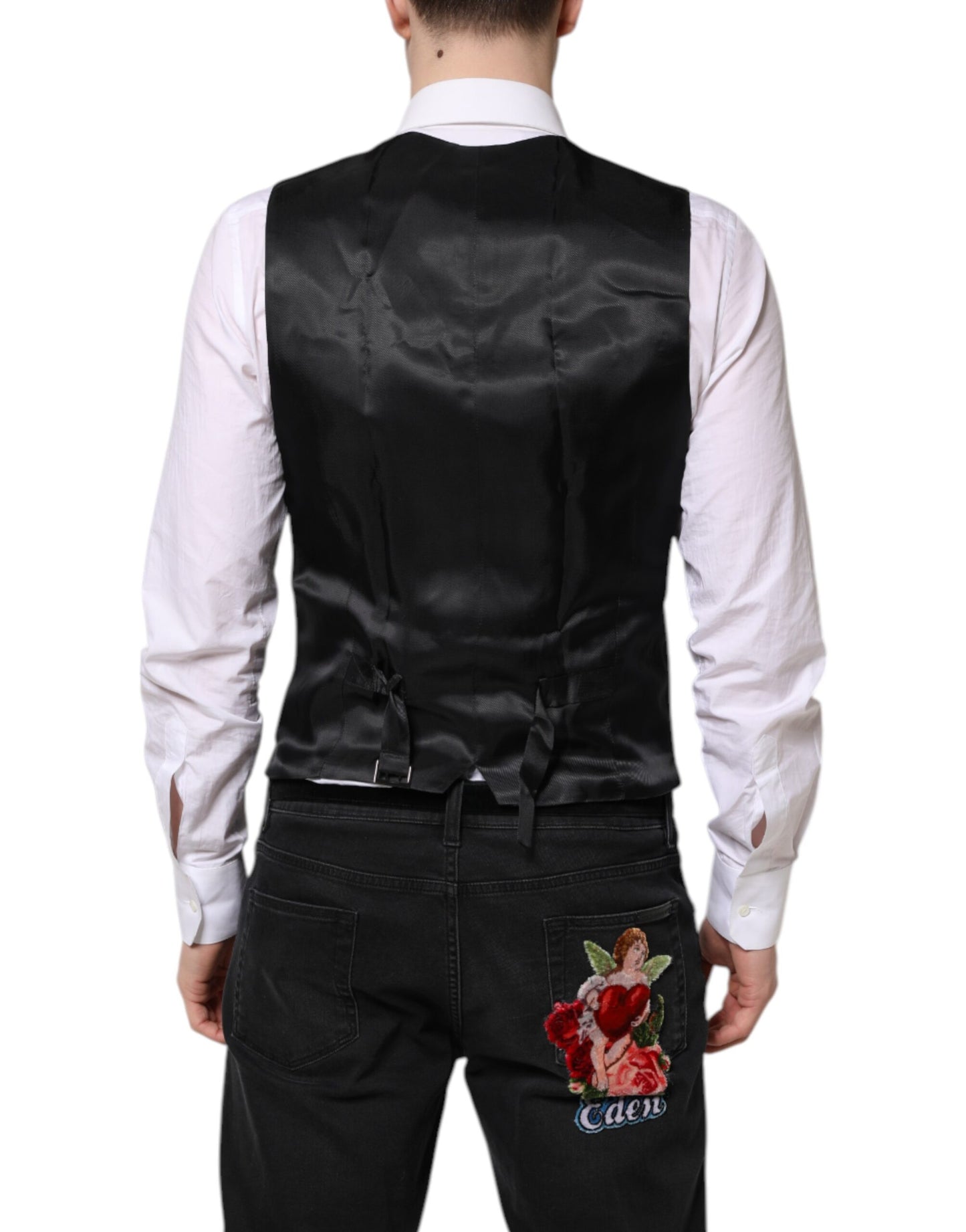 Gilet-robe noir en laine de Dolce & Gabbana, gilet formel.