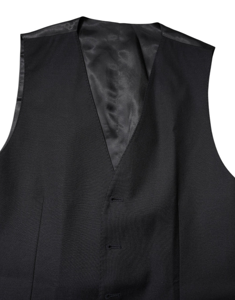 Dolce & Gabbana Black Wool Waistcoat - Elegant Formal Vest