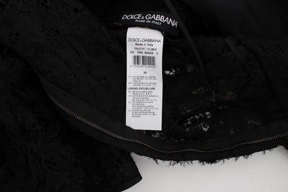 Robe longue moulante en dentelle florale noire Dolce & Gabbana