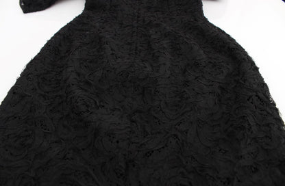 Robe longue moulante en dentelle florale noire Dolce & Gabbana