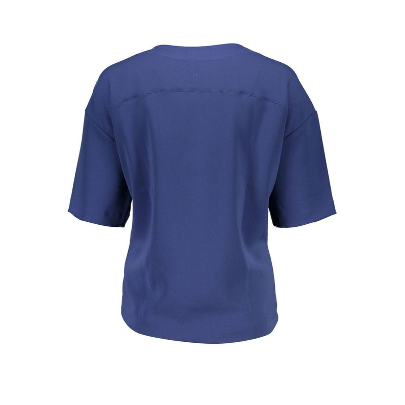 Gant Blue Cotton Women T-Shirt - Stylish V-Neck Design