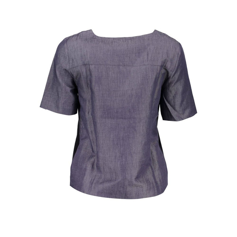 Gant Blue Cotton Women T-Shirt - Chic Short Sleeve Style