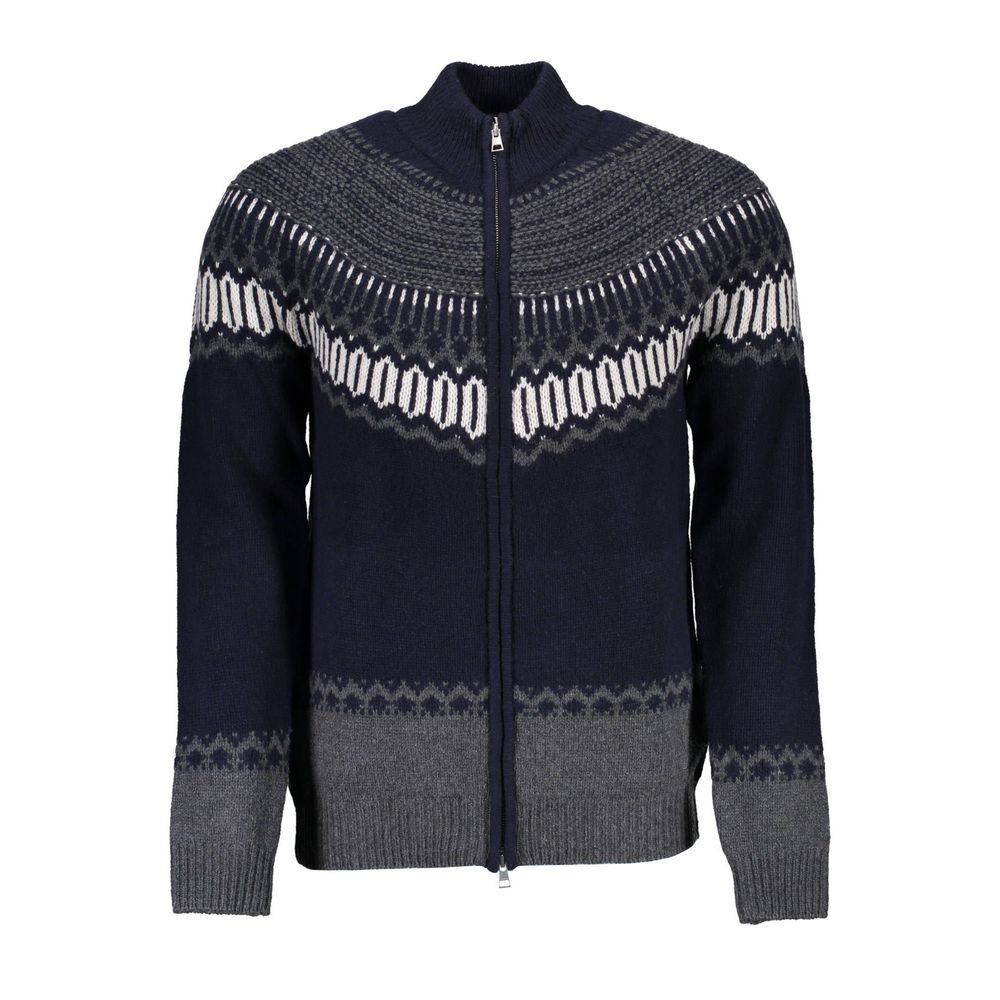 Gant Cardigan Élégant à Manches Longues et Fermeture Éclair en Bleu