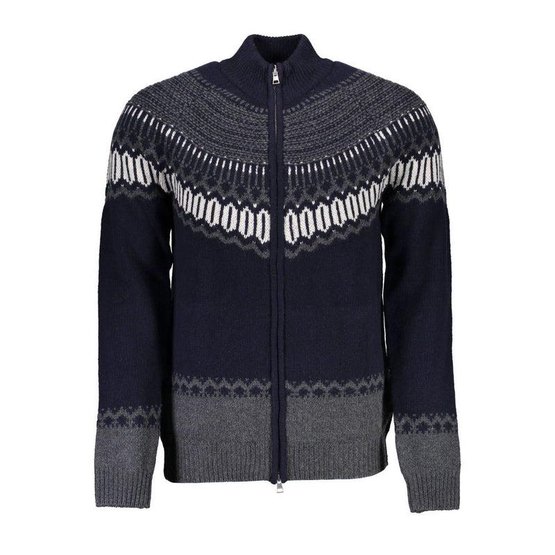 Gant Cardigan Élégant à Manches Longues et Fermeture Éclair en Bleu