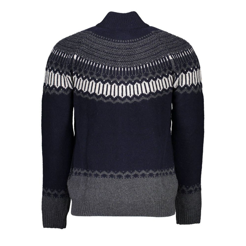 Gant Cardigan Élégant à Manches Longues et Fermeture Éclair en Bleu