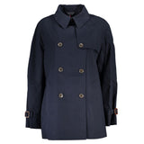Tommy Hilfiger Manteau Trench Longue Manche en Coton Bleu