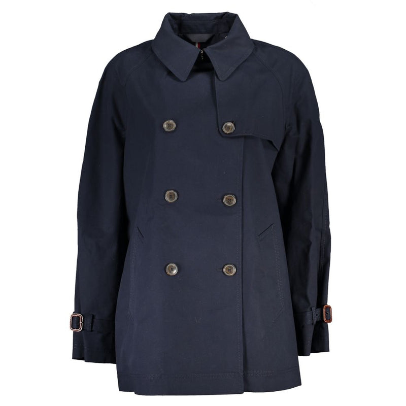 Tommy Hilfiger Blue Cotton Long Sleeve Trench Coat