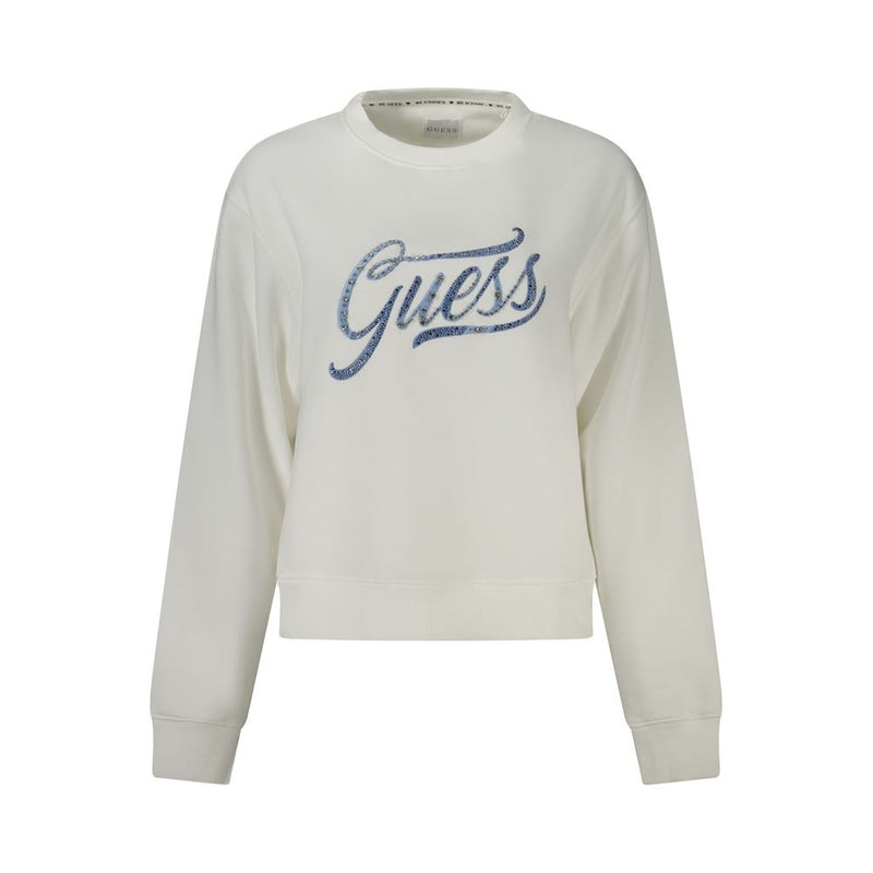 Guess Jeans Women’s White Cotton Sweater with Rhinestone Details
