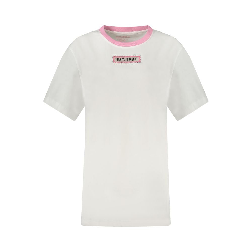Guess Jeans T-Shirt en Coton Blanc pour Femmes - Glamour Écologique