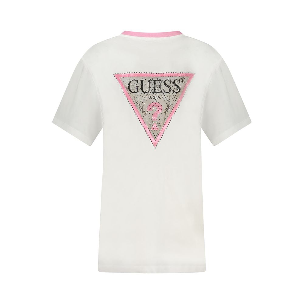 Guess Jeans T-Shirt en Coton Blanc pour Femmes - Glamour Écologique