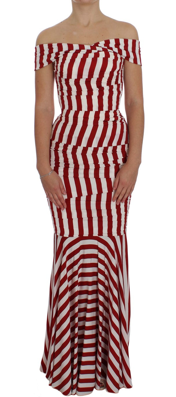 Robe en soie extensible rouge et blanche de Dolce &amp; Gabbana