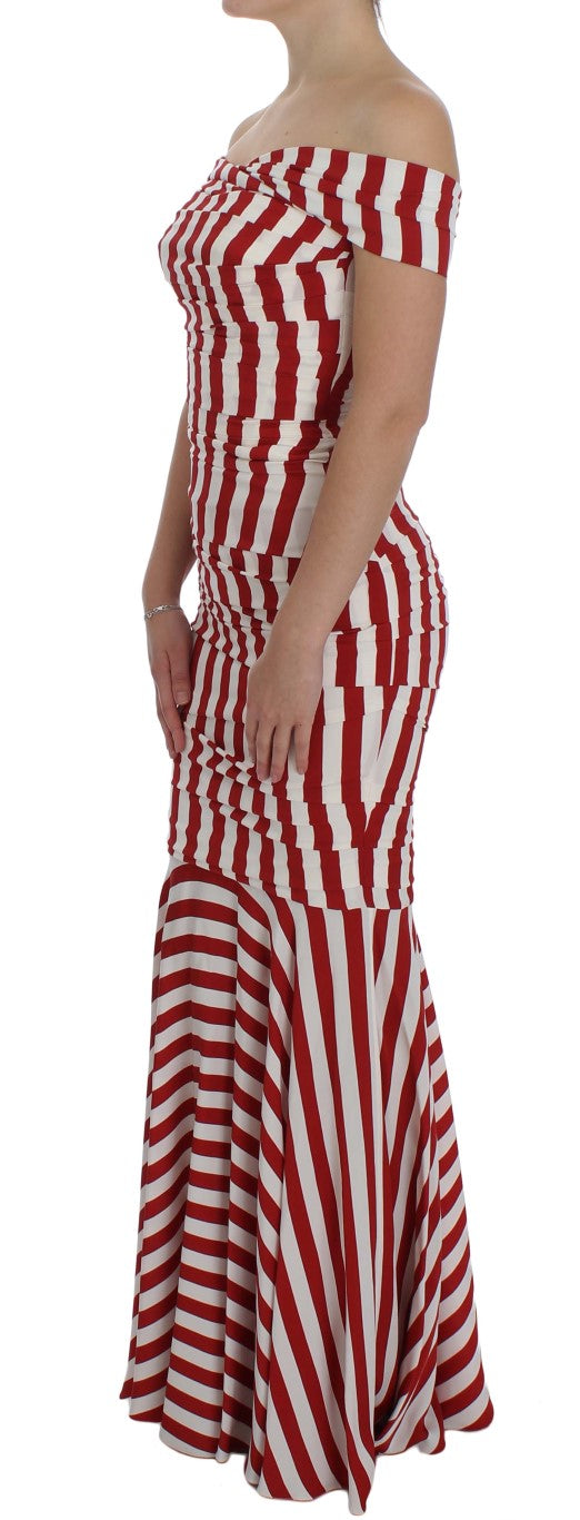 Robe en soie extensible rouge et blanche de Dolce &amp; Gabbana