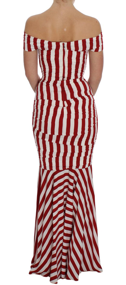Robe en soie extensible rouge et blanche de Dolce & Gabbana