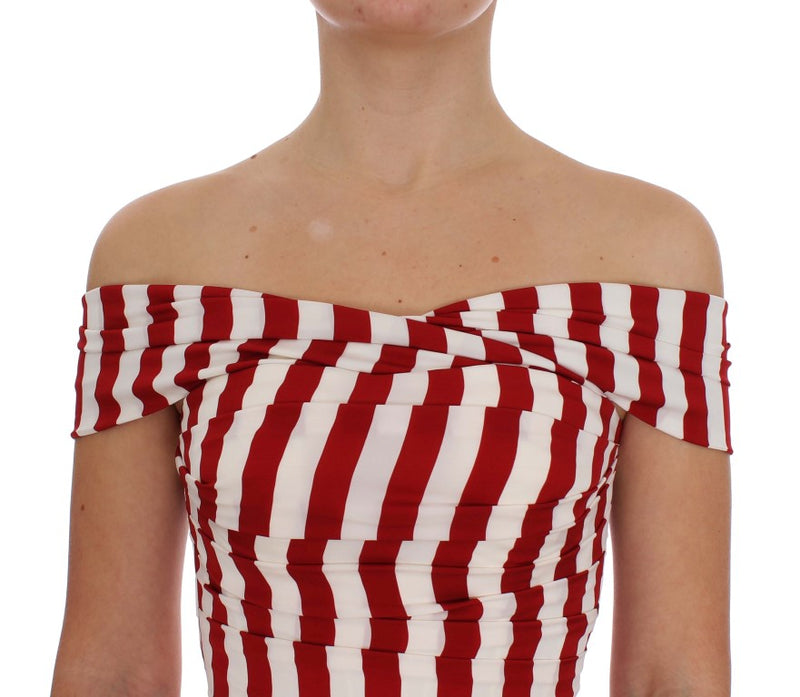 Robe en soie extensible rouge et blanche de Dolce &amp; Gabbana