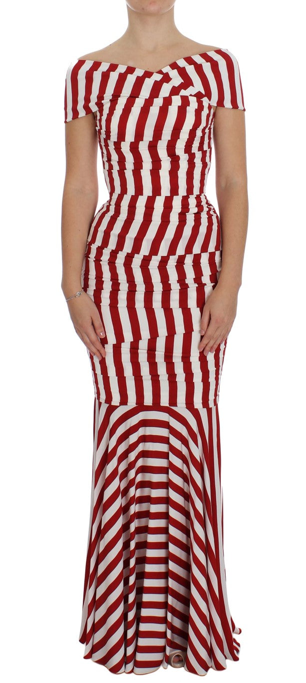 Robe en soie extensible rouge et blanche de Dolce &amp; Gabbana