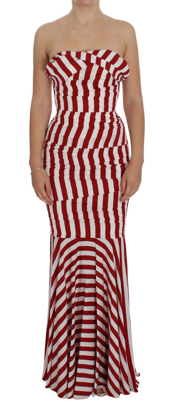 Robe en soie extensible rouge et blanche de Dolce &amp; Gabbana