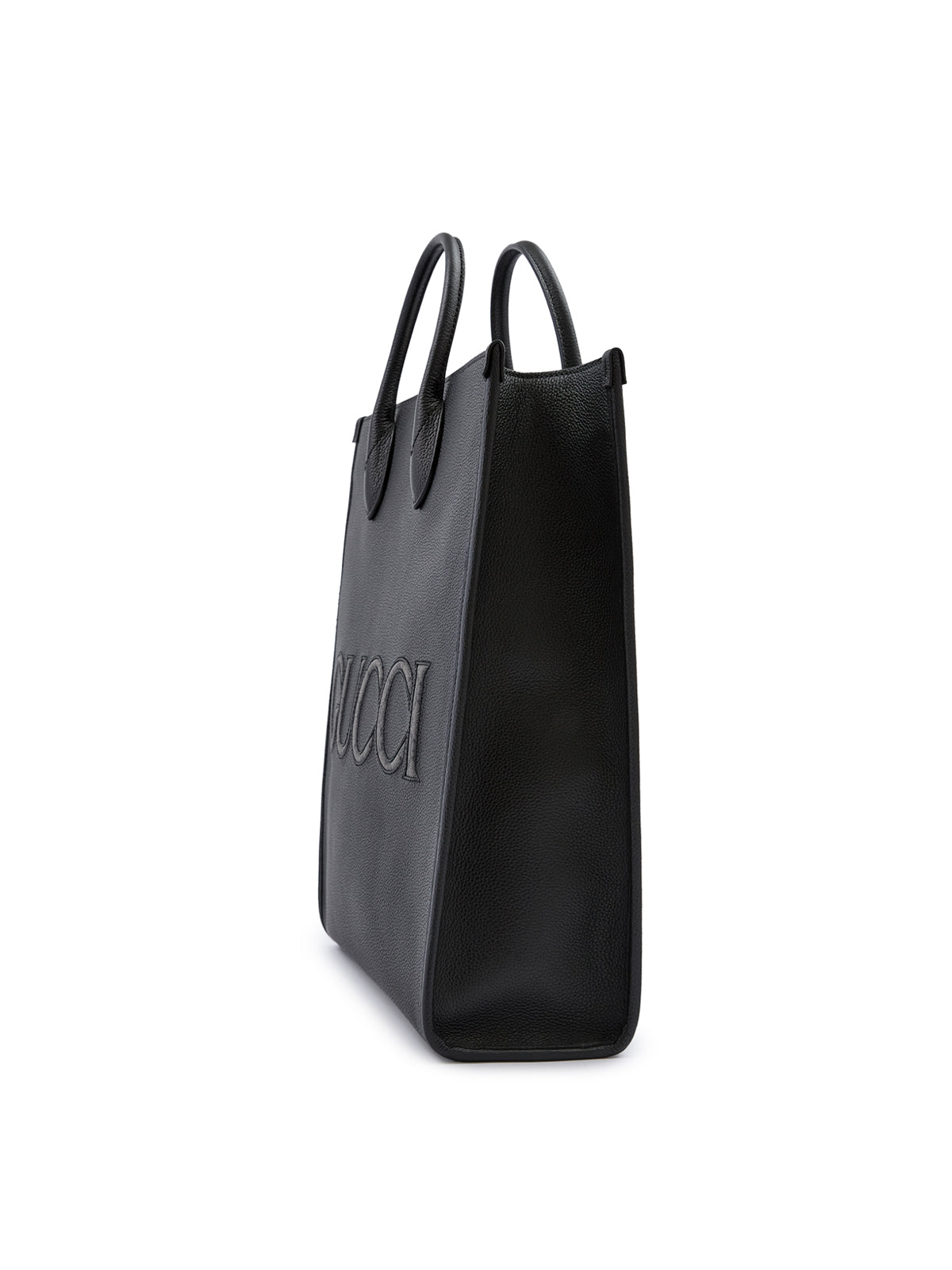 Gucci zwarte leren medium tote bag met logo