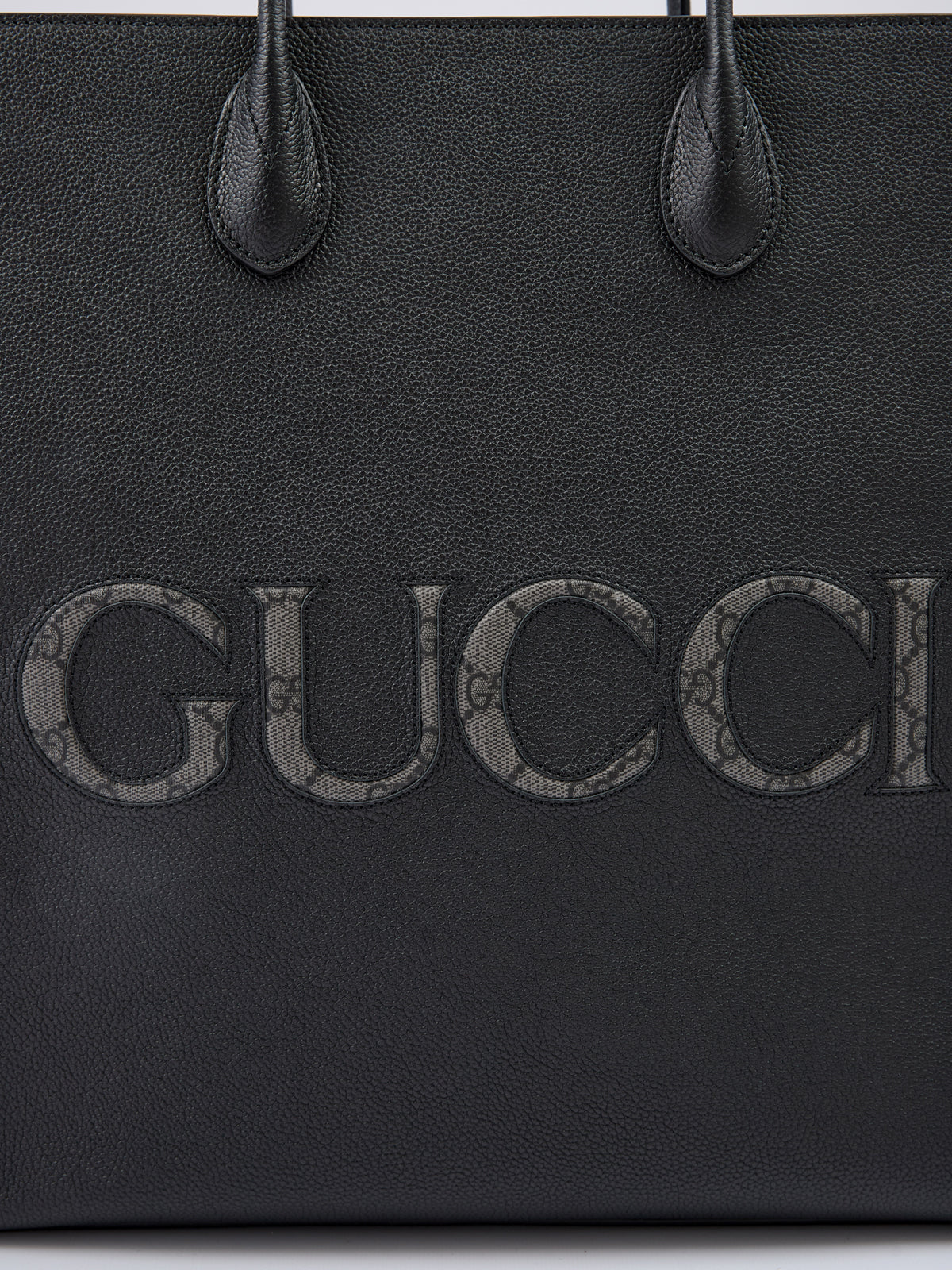 Gucci zwarte leren medium tote bag met logo