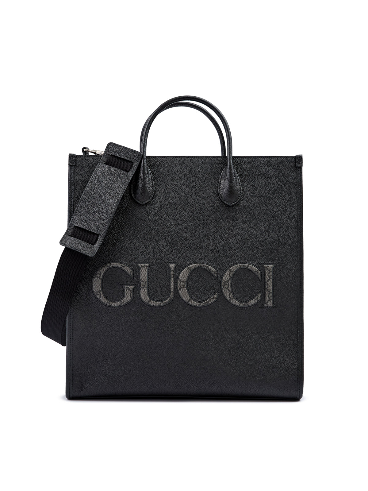 Gucci zwarte leren medium tote bag met logo