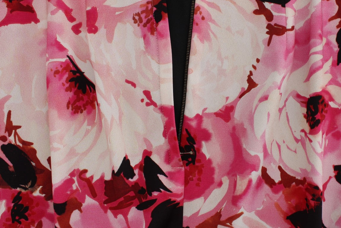 Robe longue portefeuille à imprimé floral rose de Dolce & Gabbana