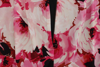 Robe longue portefeuille à imprimé floral rose de Dolce & Gabbana